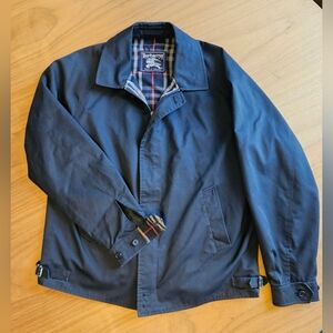 Burberry Bomber Jacket, mens Large, lightweight, dark Navy, no flaws, EUC.